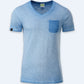 Auslaufartikel ― JAN 8016 ― Herren Bio-Baumwolle V-Neck Flammgarn T-Shirt - Horizon Blau