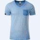 Auslaufartikel ― JAN 8016 ― Herren Bio-Baumwolle V-Neck Flammgarn T-Shirt - Horizon Blau