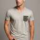 Auslaufartikel ― JAN 8016 ― Herren Bio-Baumwolle V-Neck Flammgarn T-Shirt - Hell Grau