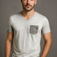 Auslaufartikel ― JAN 8016 ― Herren Bio-Baumwolle V-Neck Flammgarn T-Shirt - Hell Grau