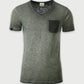 Auslaufartikel ― JAN 8016 ― Herren Bio-Baumwolle V-Neck Flammgarn T-Shirt - Olive Grün