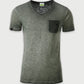 Auslaufartikel ― JAN 8016 ― Herren Bio-Baumwolle V-Neck Flammgarn T-Shirt - Olive Grün