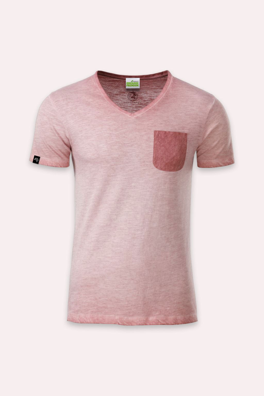 Auslaufartikel ― JAN 8016 ― Herren Bio-Baumwolle V-Neck Flammgarn T-Shirt - Soft Pink