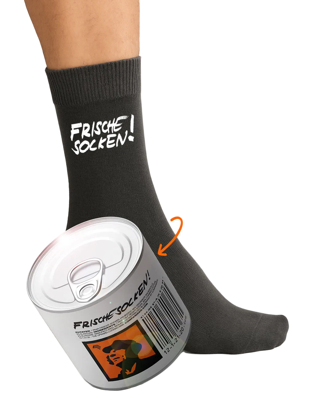 Geschenkidee ― Aufreißwäsche: 1 Paar "FRISCHE SOCKEN" in Aufreißdose