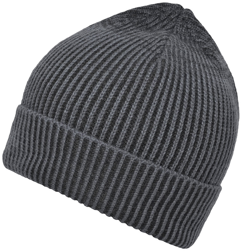 MBH 7988 — Ribbed Beanie in Two-Tone Look - Grey