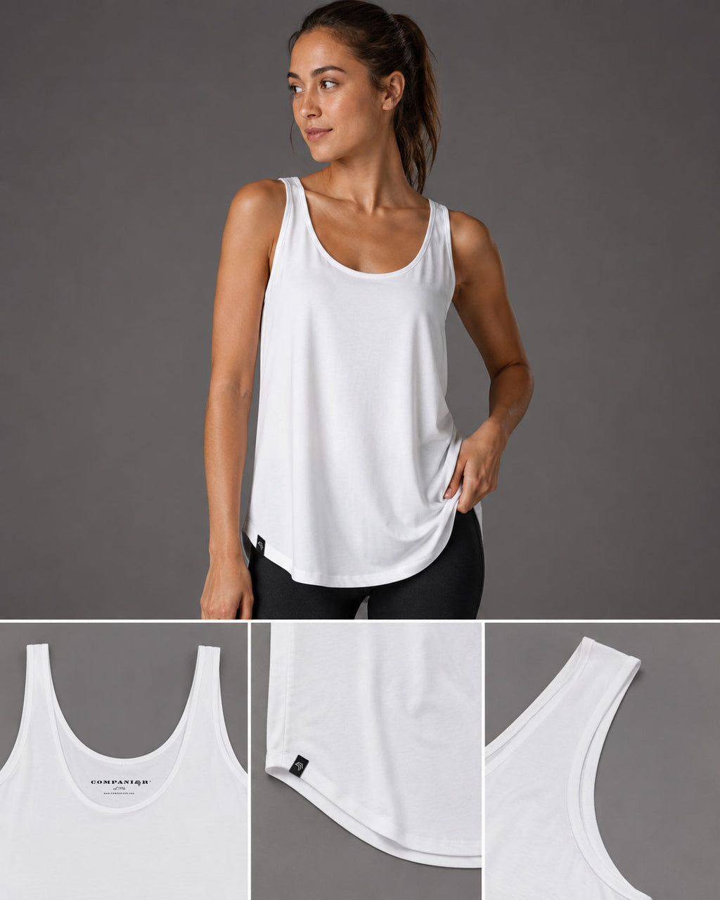 MTS M092 ― Women's Loose Fit Tank Top Organic Cotton - White