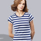 MTS M110 ― Weiches Damen Stripy Bio-Baumwolle T-Shirt - Navy Blau / Weiß