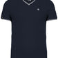 KRB K374 ― Bi-color Piqué-Trikot V-Neck T-Shirt - Navy Blau / Grau / Weiß