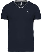 KRB K374 — Bi-Color Piqué V-Neck T-Shirt - Navy Blue / Grey / White
