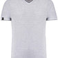 KRB K374 ― Bi-color Piqué-Trikot V-Neck T-Shirt - Melange Grau / Blau / Weiß