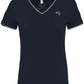 KRB K394 ― Damen Piqué-Trikot V-Neck T-Shirt - Navy Blau / Grau / Weiß