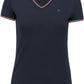 KRB K394 ― Damen Piqué-Trikot V-Neck T-Shirt - Navy Blau / Rot / Weiß