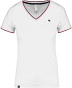 KRB K394 ― Damen Piqué-Trikot V-Neck T-Shirt - Weiß / Blau / Rot