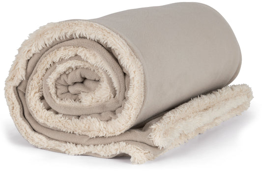 KPP 0431 ― Flauschige Sherpa-Decke 160 x 130 cm - Grau / Beige