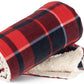 KPP 0431 ― Flauschige Sherpa-Decke 160 x 130 cm - Rot / Navy Blau kariert