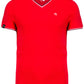 KRB K374 ― Bi-color Piqué-Trikot V-Neck T-Shirt - Rot / Blau / Weiß