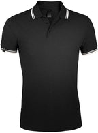 SLS 0577 ― Contrast Stripe Polo Shirt - Navy Blue / Neon Orange
