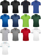 ― % ― SLS 0577 ― Kontraststreifen Polo Shirt - Navy Blau / Neon Orange / XL