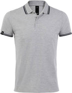 SLS 0577 ― Contrast Stripe Polo Shirt - Navy Blue / Neon Orange