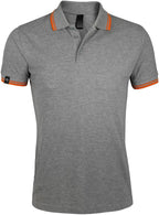 SLS 0577 ― Contrast Stripe Polo Shirt - Navy Blue / Neon Orange