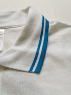 ― % ― SLS 0577 ― Contrast Stripe Polo Shirt - White / Aqua Blue [L / XL]