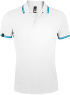 ― % ― SLS 0577 ― Contrast Stripe Polo Shirt - White / Aqua Blue [L / XL]