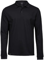 TJS 1406 — Luxury Long-Sleeve Stretch Polo Shirt - Navy Blue