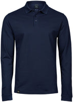 TJS 1406 — Luxury Long-Sleeve Stretch Polo Shirt - Navy Blue