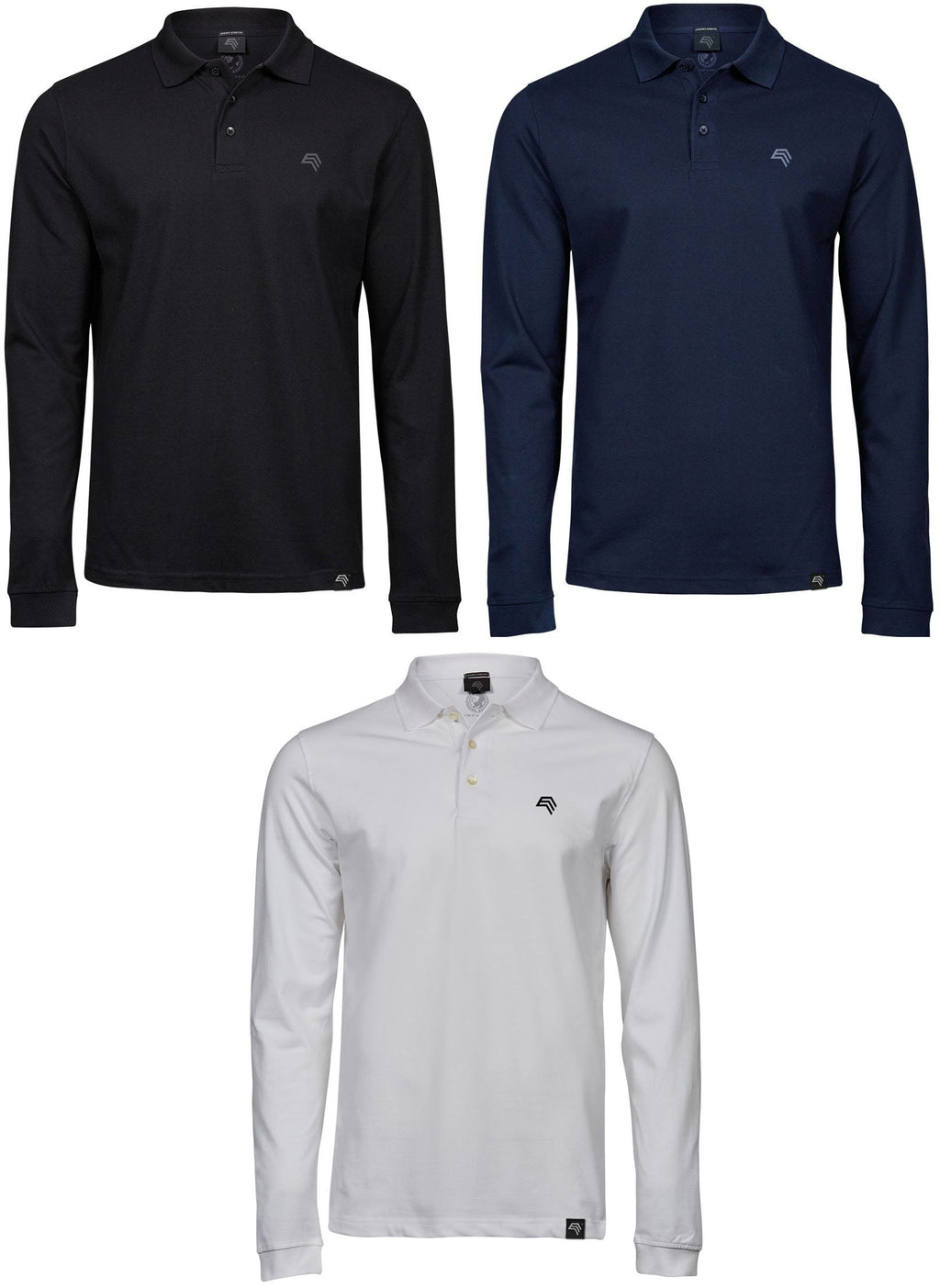 TJS 1406 — Luxury Long-Sleeve Stretch Polo Shirt - Navy Blue