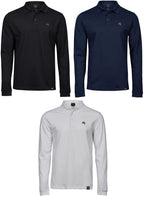 TJS 1406 — Luxury Long-Sleeve Stretch Polo Shirt - Navy Blue