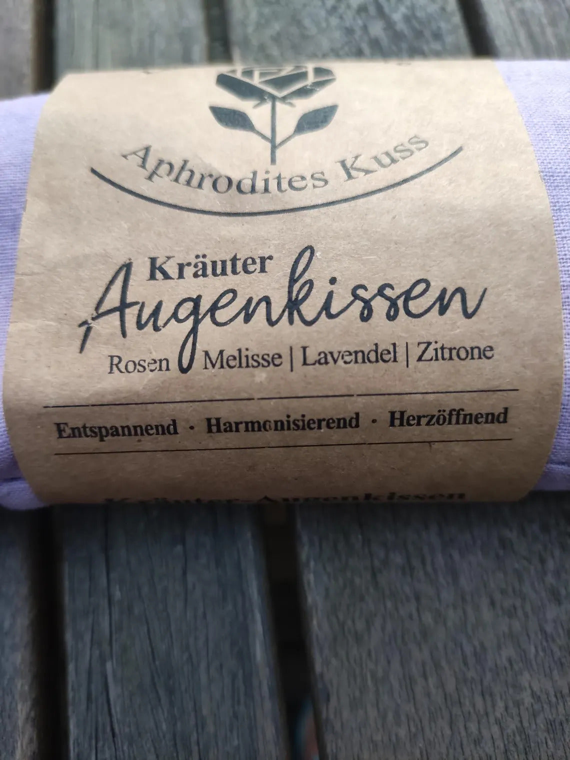 Handmade Kräuter-Augenkissen "Aphrodites Kuss", Bezug Leinen, 100% Bio Kräuter und Blüten