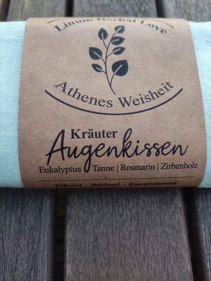 Handmade Kräuter-Augenkissen "Athenes Weisheit", Bezug Leinen, 100% Bio-Kräuter und Blüten