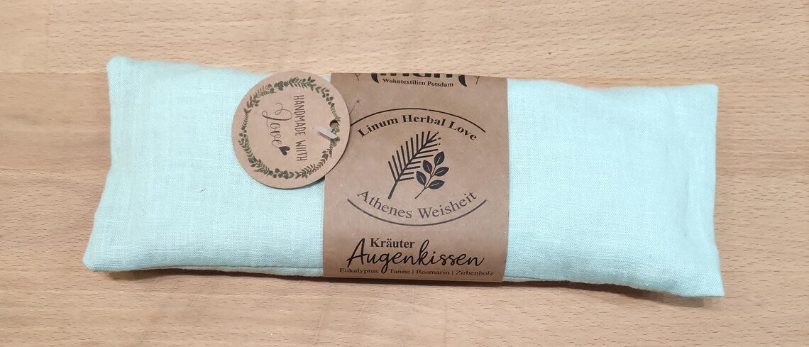 Handmade Kräuter-Augenkissen "Athenes Weisheit", Bezug Leinen, 100% Bio-Kräuter und Blüten