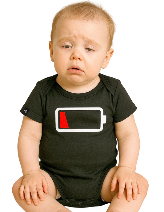 Battery Empty ― Baby Akku-leer-Strampler mit Bio-Baumwolle – Schwarz