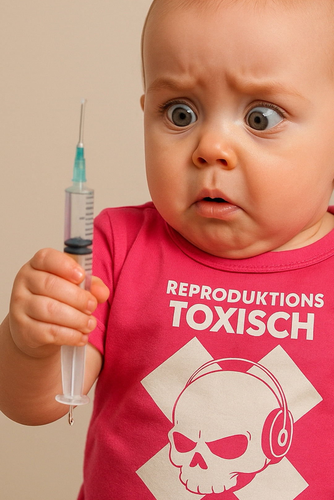 ― % ― Reproduktionstoxisch Baby T-Shirt Fuchsia Rot Pink