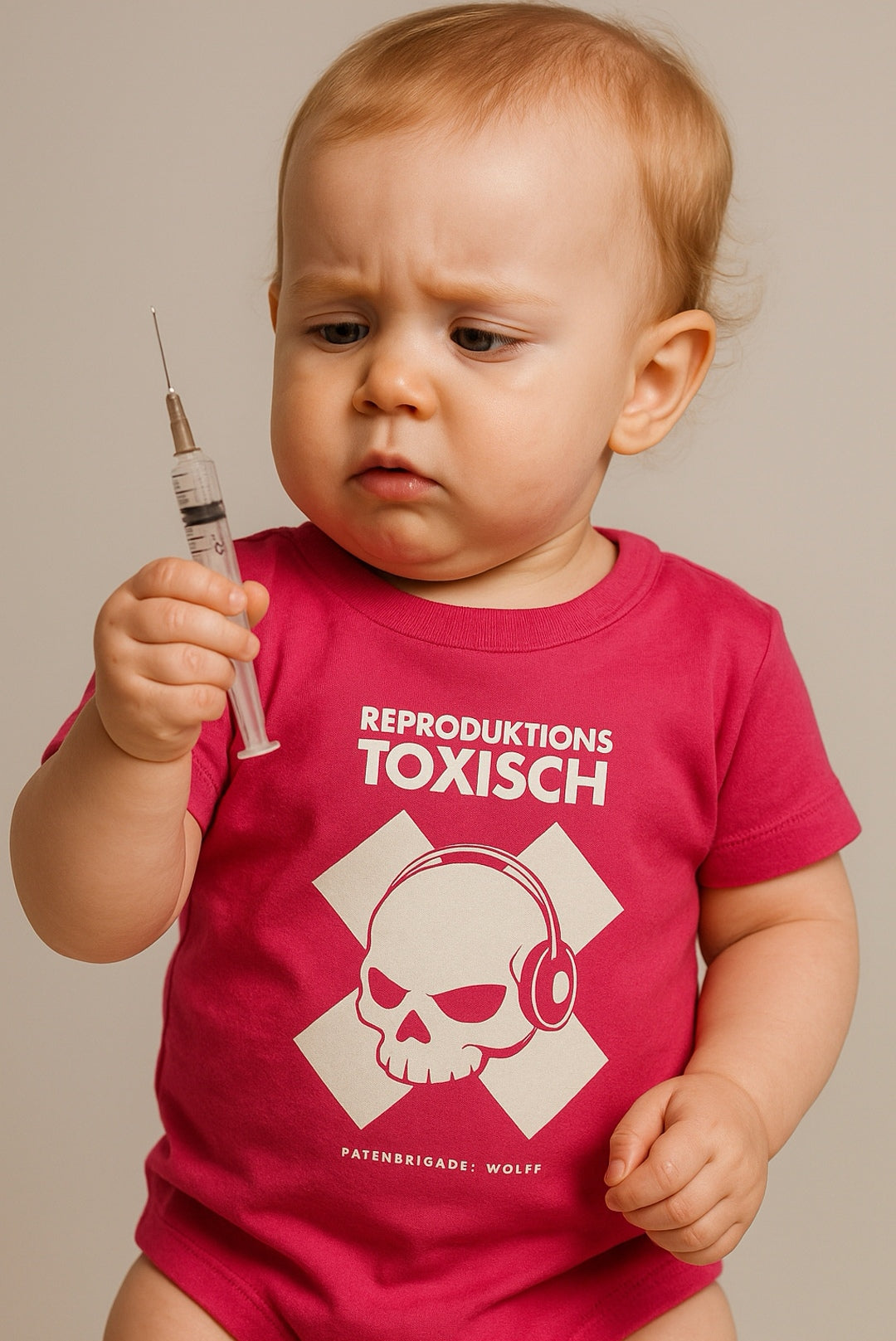 ― % ― Reproduktionstoxisch Baby T-Shirt Fuchsia Rot Pink