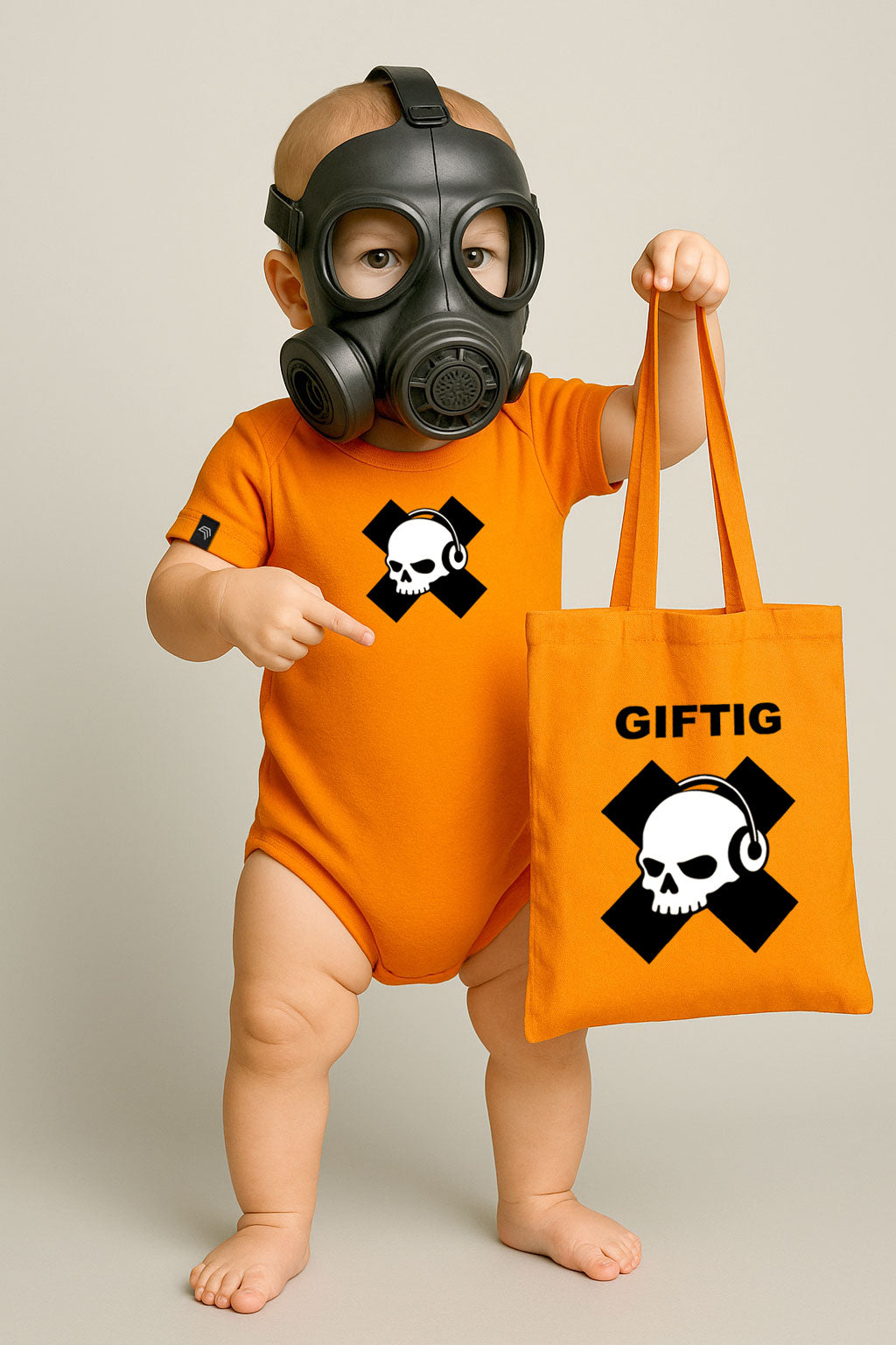 Toxic – Cotton Bag with Skull Motif – Orange
