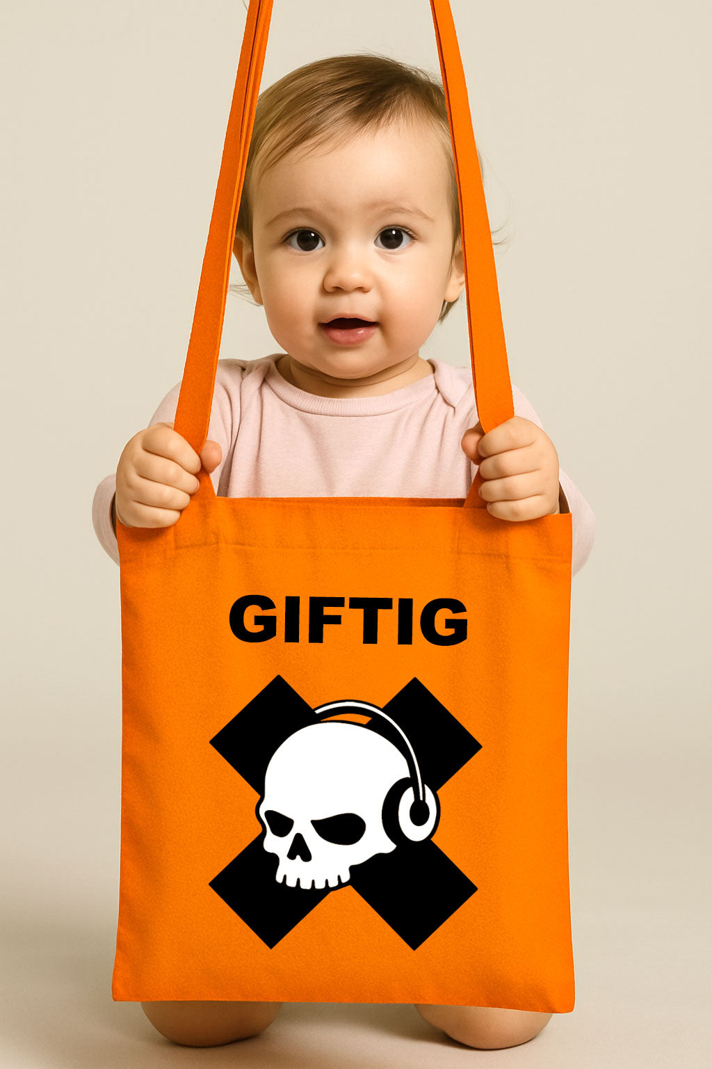 Toxic – Cotton Bag with Skull Motif – Orange
