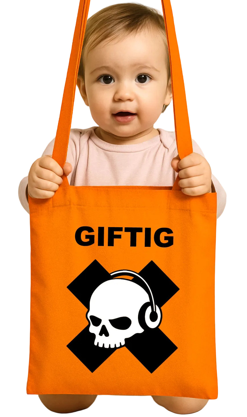 Toxic – Cotton Bag with Skull Motif – Orange