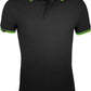 SLS 0577 ― Kontraststreifen Polo Shirt - Schwarz / Lime Grün