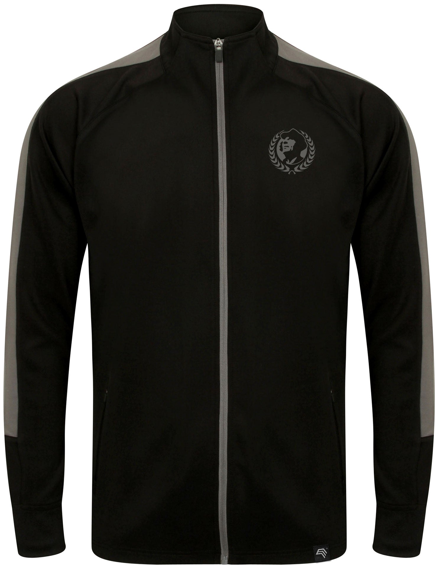 FNS 0871/170 ― Unisex Contrast Stripes Sports Jacket - Black / Grey
