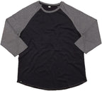MTS M088 ― Bi-Color Baseball Peach-Finish Longsleeve T-Shirt - Black / Heather Grey