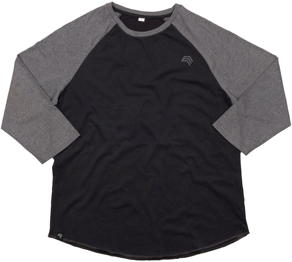 MTS M088 ― Bi-Color Baseball Peach-Finish Longsleeve T-Shirt - Black / Heather Grey