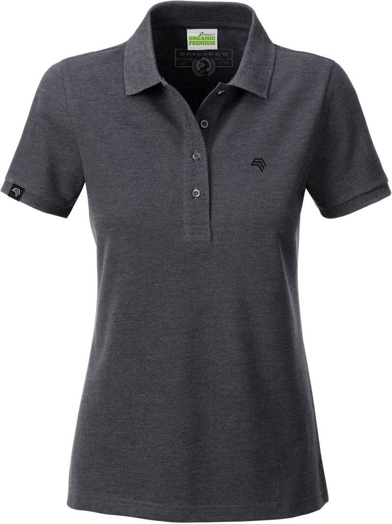 JAN 8009 ― Women's Organic Cotton Polo Shirt - Heather Black Grey Melange
