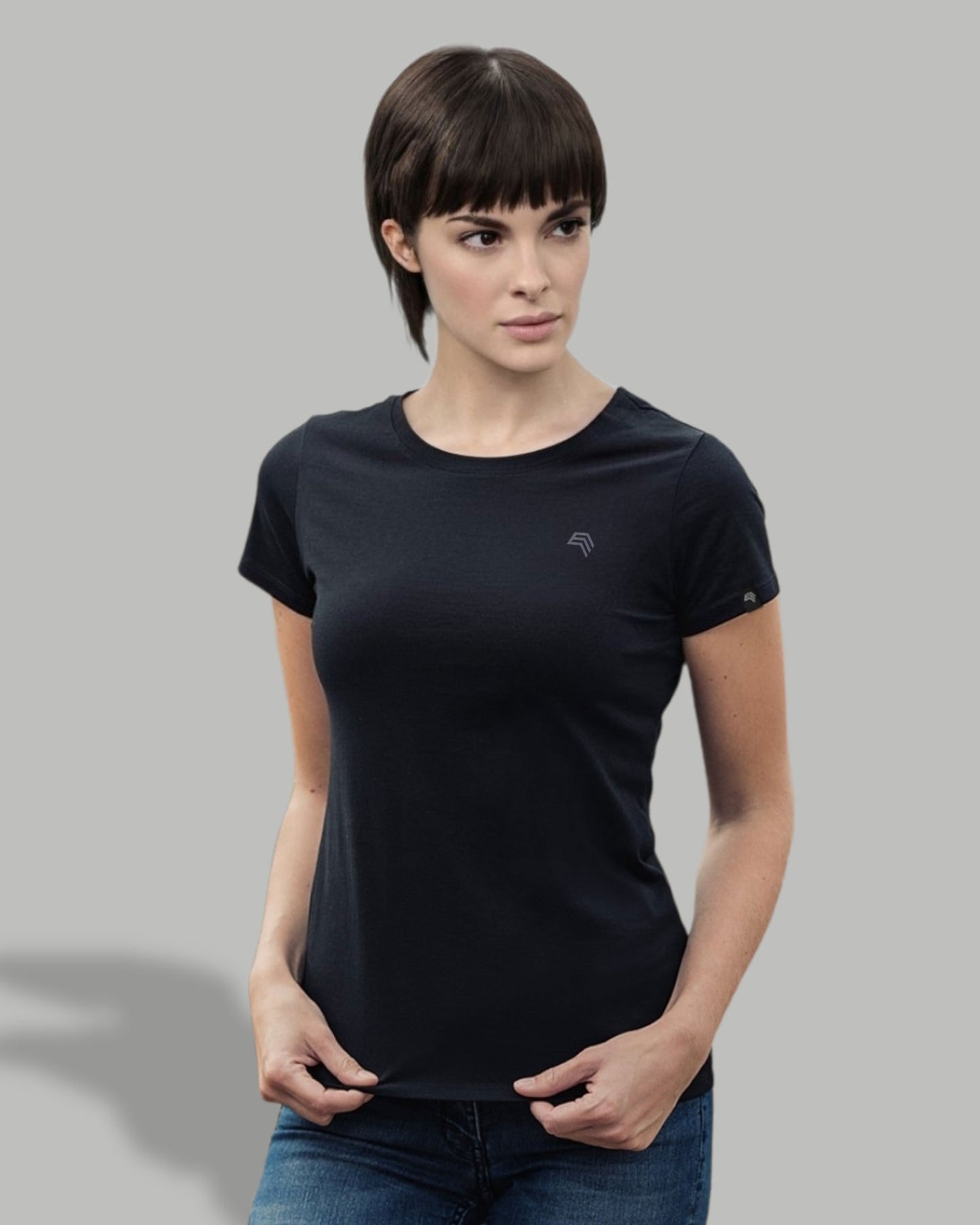 ― % ― RMH 0201/ ― Women's Luxury Bio-Baumwolle T-Shirt - Schwarz [2XL]