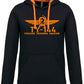 TU-144 ― Herren Unisex Bicolor Hoodie mit Kontrastkapuze – Black / Orange