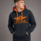 TU-144 ― Herren Unisex Bicolor Hoodie mit Kontrastkapuze – Black / Orange