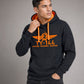 TU-144 ― Herren Unisex Bicolor Hoodie mit Kontrastkapuze – Black / Orange