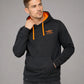 TU-144 ― Herren Unisex Bicolor Hoodie mit Kontrastkapuze – Black / Orange