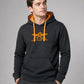 TU-144 ― Herren Unisex Bicolor Hoodie mit Kontrastkapuze – Black / Orange